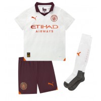Camisa de Futebol Manchester City Erling Haaland #9 Equipamento Secundário Infantil 2023-24 Manga Curta (+ Calças curtas)
